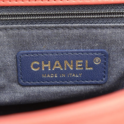 CHANEL Resin Chain Flap Lambskin Quilted Leather Shoulder Bag Red