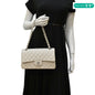 CHANEL Classic Double Flap Medium Quilted Caviar Leather Shoulder Bag White