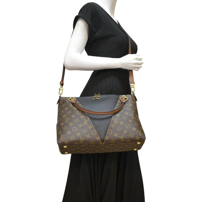 LOUIS VUITTON V Monogram Canvas Tote Shoulder Bag Brown