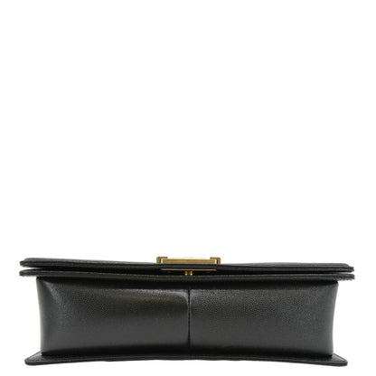 CHANEL Medium Boy Flap Caviar Quilted Leather Shoulder Bag Black