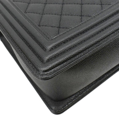 CHANEL Medium Boy Flap Caviar Quilted Leather Shoulder Bag Black