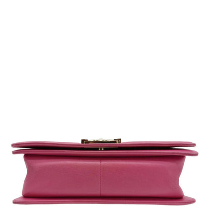 CHANEL Medium Boy Flap Quilted Leather Shoulder Bag Pink
