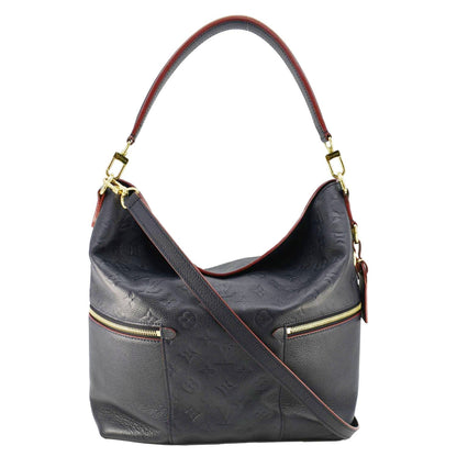 LOUIS VUITTON Melie Monogram Empreinte Leather Hobo Shoulder Bag Navy Blue