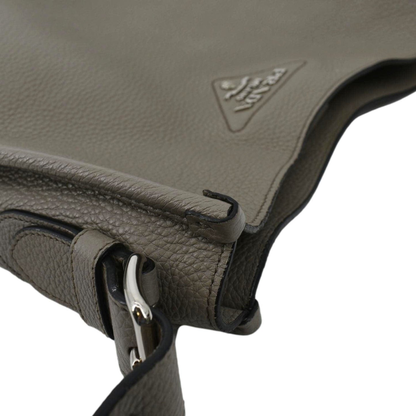 PRADA Leather Shoulder Bag Clay Grey