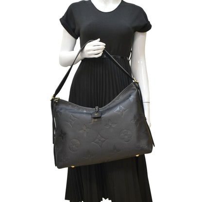 LOUIS VUITTON Carryall MM Empreinte Leather Shoulder Bag Black