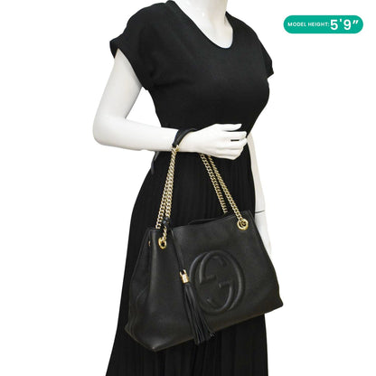 Gucci Soho Medium Pebbled Leather Shoulder Bag Black 308982