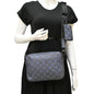 LOUIS VUITTON Duo Monogram Shadow Leather Shoulder Navy Blue