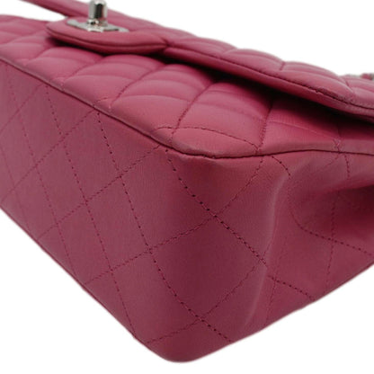 CHANEL Classic Double Flap Quilted Leather Shoulder Bag Rose Pink