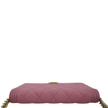 CHANEL Boy Flap Quilted Leather Shoulder Bag Pink