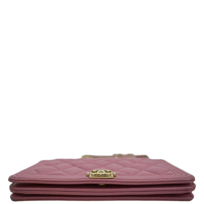 CHANEL Boy Flap Quilted Leather Shoulder Bag Pink