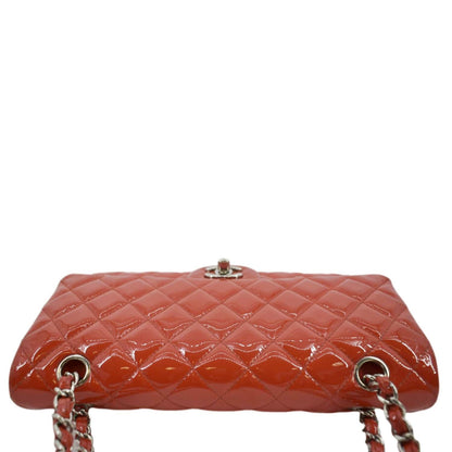 CHANEL Classic Double Flap Quilted Patent Leather Shoulder Bag Red
