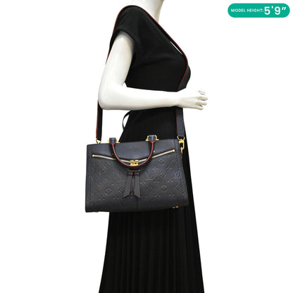 LOUIS VUITTON Sully PM Monogram Empreinte Leather Shoulder Bag Navy Blue