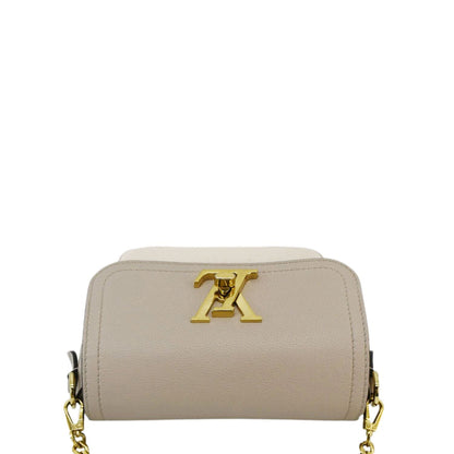 LOUIS VUITTON Lockme Tender Grained Calfskin Leather Shoulder Bag Greige