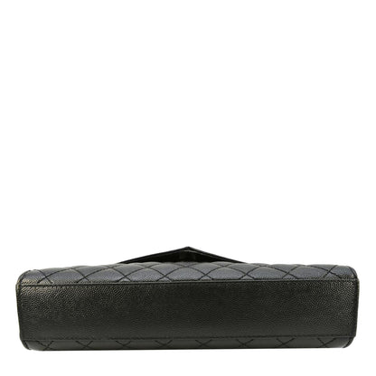 YVES SAINT LAURENT Envelope Medium Mixed Matelasse Leather Shoulder Bag Black