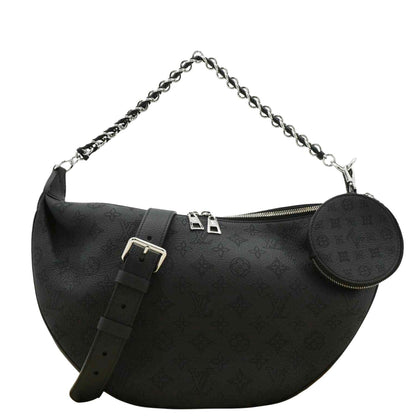 LOUIS VUITTON Baia MM Perforated Mahina Leather Shoulder Bag Black