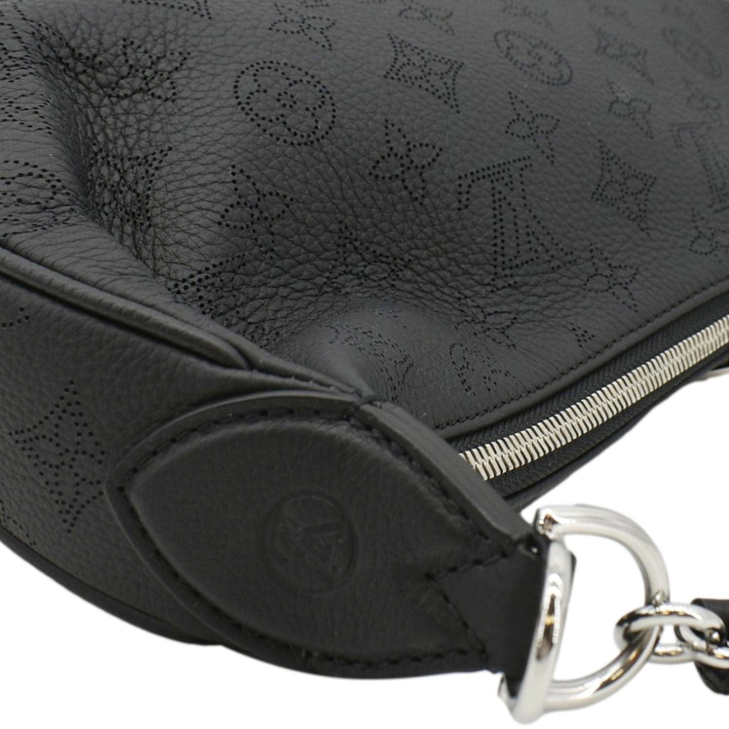 LOUIS VUITTON Baia MM Perforated Mahina Leather Shoulder Bag Black