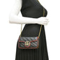 GUCCI GG Marmont Tourchon Mini Matelasse Leather Shoulder Crossbody Bag Black 574969