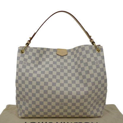 LOUIS VUITTON Graceful MM Damier Azur Hobo Shoulder Bag White