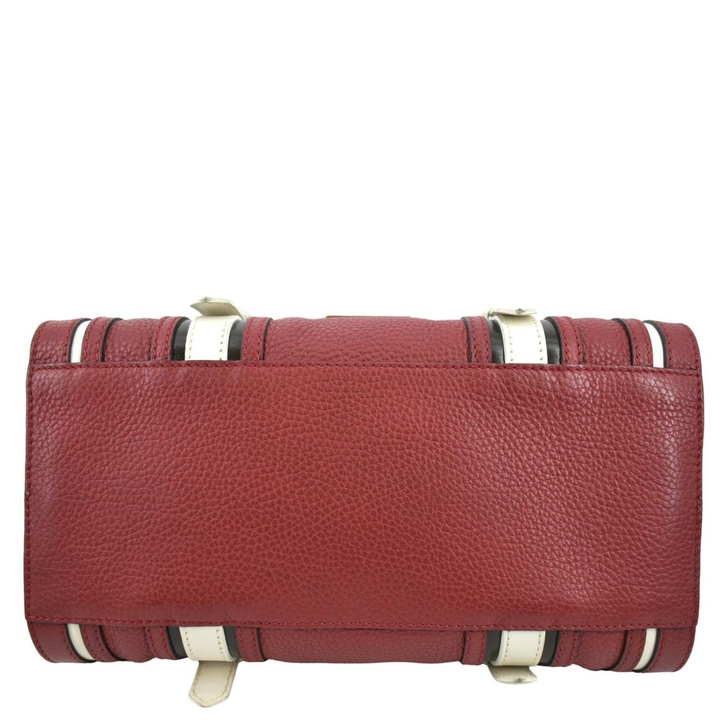 BURBERRY Alchester Bowling Leather Satchel Shoulder Bag Red