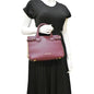 BURBERRY Banner Small House Check Leather Tote Shoulder Bag Maroon