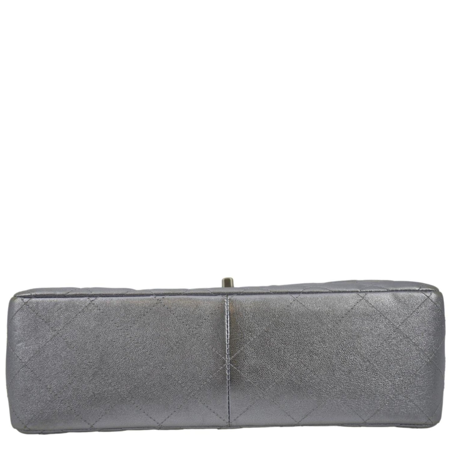 CHANEL Jumbo Flap Quilted Leather Shoulder Bag Silver