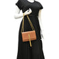 YVES SAINT LAURENT Kate Leather Chain Clutch Crossbody Bag Tan