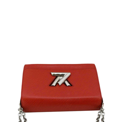 LOUIS VUITTON Twist MM Epi Leather Chain Shoulder Bag Red