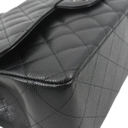 CHANEL Classic Large Double Flap Quilted Leather Shoulder Bag Black