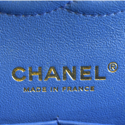 CHANEL Classic Double Flap Quilted Leather Shoulder Bag Blue