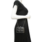 CHANEL Minaudiere Lambskin Leather Chain Clutch Crossbody Black