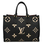 LOUIS VUITTON Onthego MM Giant Monogram Leather Tote Shoulder Bag Bicolor