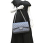 CHANEL Classic Jumbo Double Flap Quilted Caviar Leather Shoulder Bag Blue