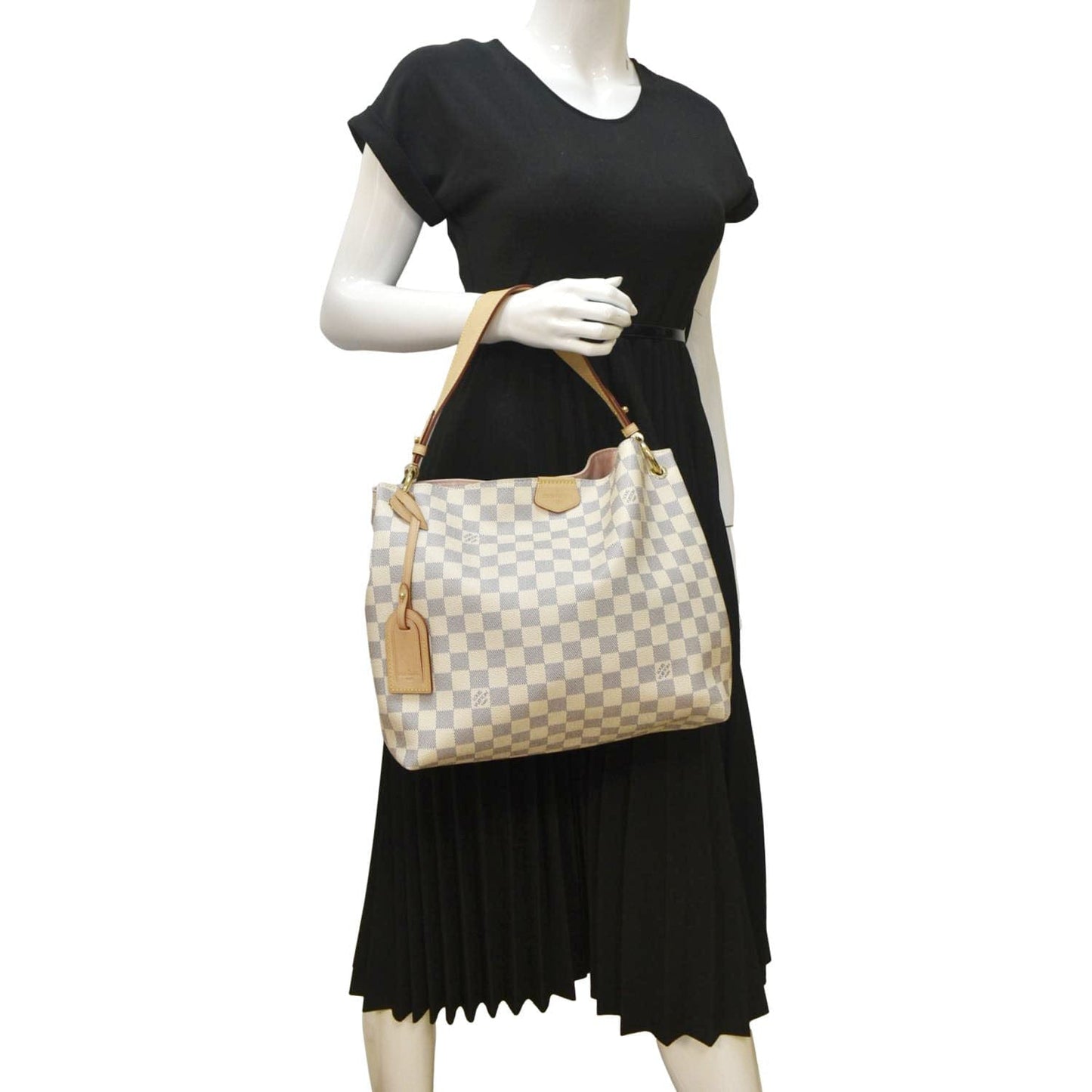 LOUIS VUITTON Graceful PM Damier Azur Shoulder Bag White