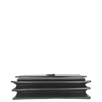 YVES SAINT LAURENT Sunset Medium Leather Shoulder Bag Black
