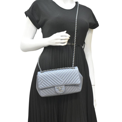 CHANEL CC Small Crossing Flap Quilted Leather Shoulder Bag Blue