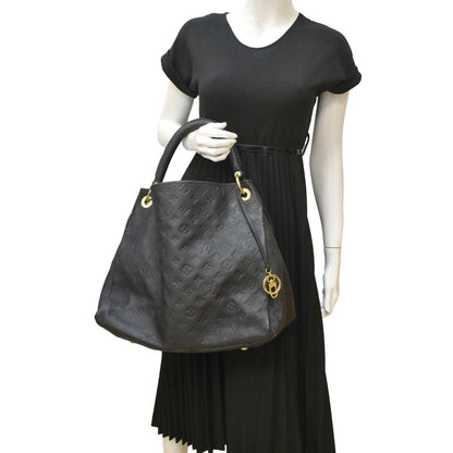 LOUIS VUITTON Artsy MM Empreinte Leather Shoulder Bag Navy Blue