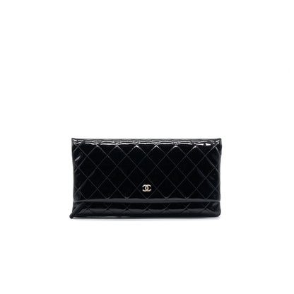 Chanel Patent Leather Fold Over Clutch Black