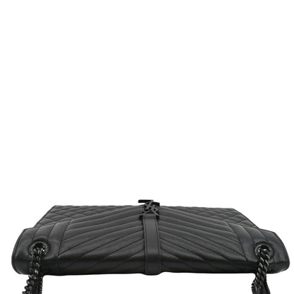 YVES SAINT LAURENT Envelope Mix Matelassé Chain Leather Shoulder Bag Black