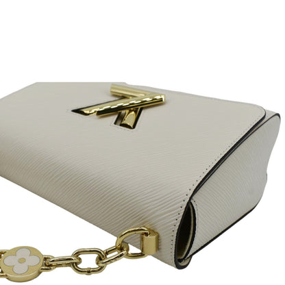 LOUIS VUITTON Twist Flower Epi Leather Chain Shoulder Bag Off White