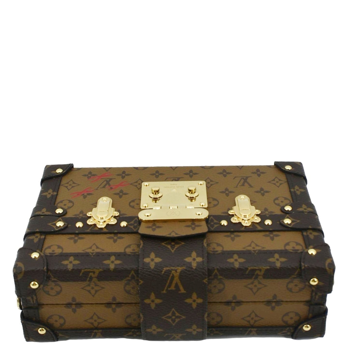LOUIS VUITTON Petite Malle Monogram Reverse Canvas Shoulder Bag Brown