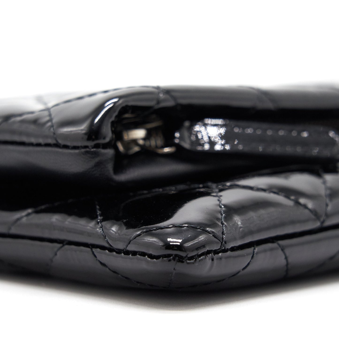 Chanel Patent Leather Fold Over Clutch Black