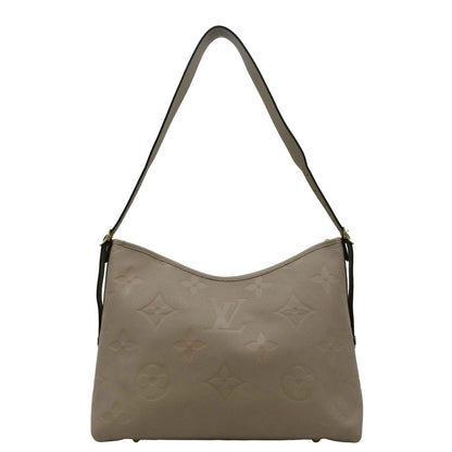 LOUIS VUITTON Carryall MM Monogram Empreinte Shoulder Bag Tourterelle Gray