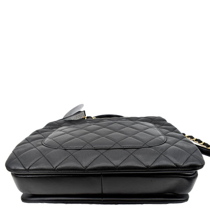 CHANEL Trendy CC Top Handle Flap Quilted Leather Shoulder Bag Black