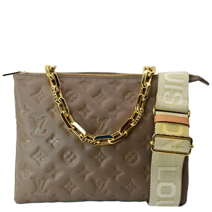 LOUIS VUITTON Coussin PM Monogram Embossed Shoulder Bag Taupe