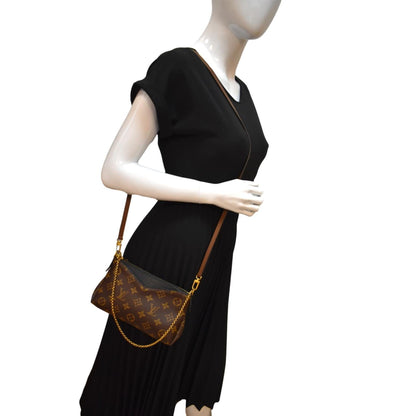 LOUIS VUITTON Pallas Monogram Canvas Clutch Crossbody Bag Brown
