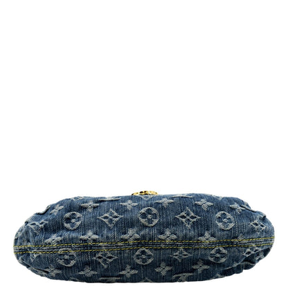 LOUIS VUITTON Mini Pleaty Monogram Denim Shoulder Handbag Blue