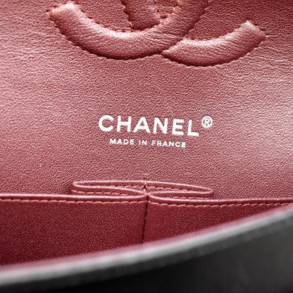 CHANEL Classic Medium Double Flap Quilted Leather Shoulder Bag Black