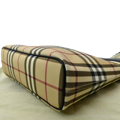BURBERRY Nova Check Canvas Shoulder Bag Black