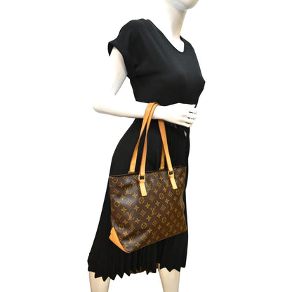 LOUIS VUITTON Cabas Piano Monogram Canvas Shoulder Bag Brown