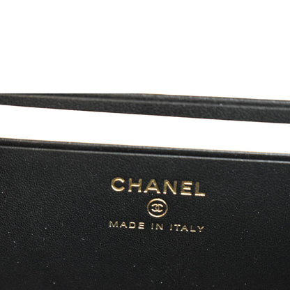 CHANEL CC Filigree Vanity Quilted Caviar Leather Clutch Shoulder Bag Black
